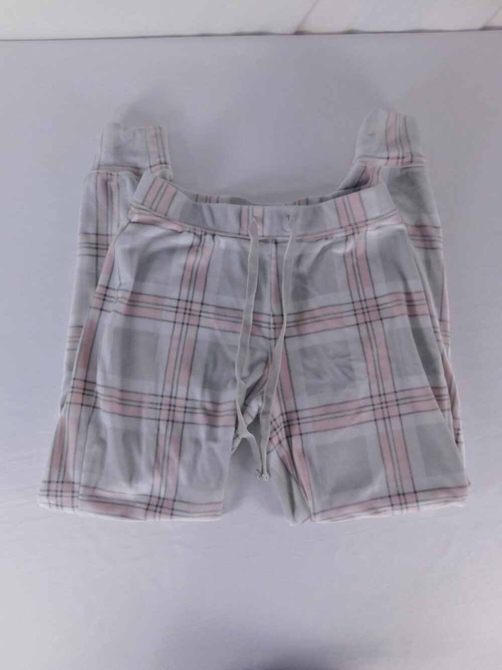 Rachel Zoe Pajama Pants Womens XS Gray Plaid Fleece Drawstring Lounge Sleepwear